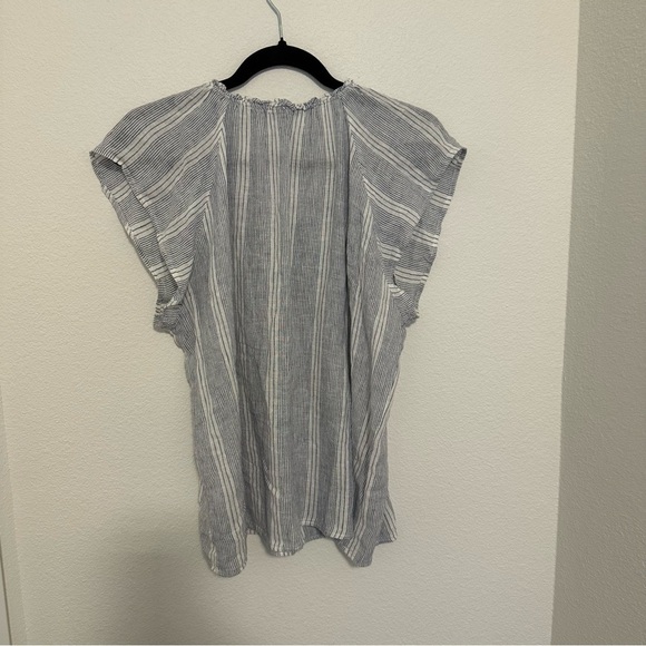 Rails Raven Alameda Stripe Flutter Sleeve Top Blouse Women's Size M Linen Blend - Picture 8 of 9